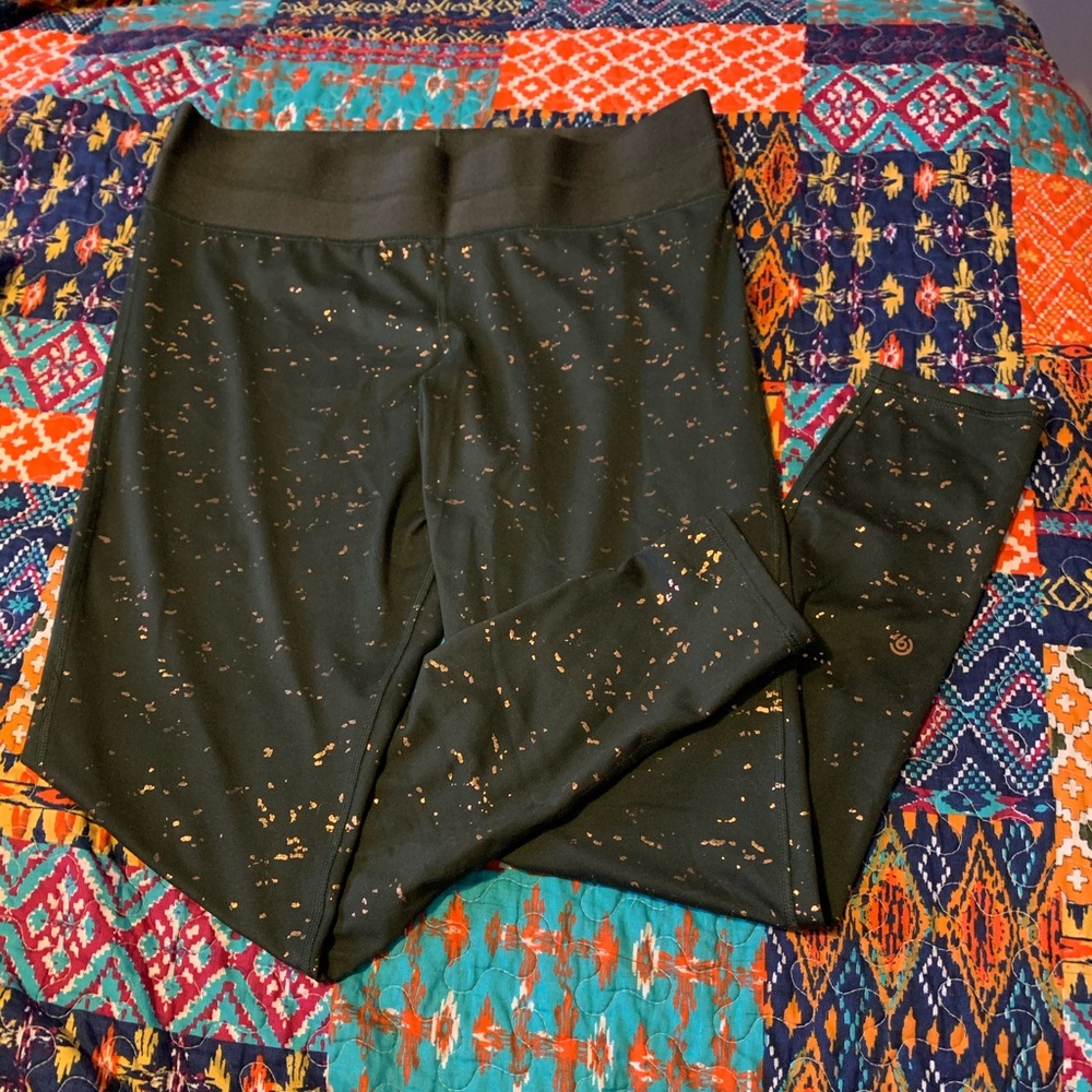 Champion dark green leggings with gold spots